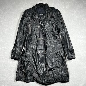 Marc Cain Windbreaker Trench Coat Women’s Size N 3 SMALL Metallic BLACK Jacket
